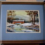 A03. Covered bridge watercolor painting. 